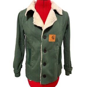 Carhartt Womens Rare Medium Sherpa Lined Utility Jacket Hunter Green Cozy Warm